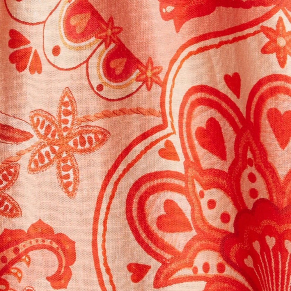 FARM RIO Jaipur Paisley Crossover Linen Blend Maxi Sundress Red Orange Sze L NWT - Picture 7 of 16